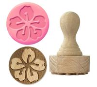 OLYCRAFT tampon de madera 2,7 cm cerejero tampon redondo flor de cerezo sello de maderas arcilla de maderas sello de madera sellos de sellos natural tampón redondo de cerámica