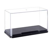 OLYCRAFT Vitrina de plástico transparente de 18 x 9 x 10 cm, caja de exhibición autoensamblable con base negra, protección a prueba de polvo, escaparate para modelos de bloques de ladrillos de