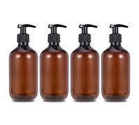 olyee Paquete de 4 botellas dispensadoras de bomba de 17 onzas, 500 ml rellenables de loción líquida para aceite, champú de emulsión, loción de bomba, baño, botellas de maquillaje líquido (marrón)