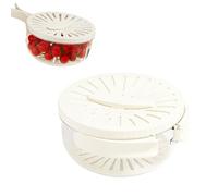 OLYGEE 2-in-1 Draining and Preservation Basket with Foldable Handle - Leak-Proof Drain and Store Basket for Fruits, Vegetables, Kitchen and Fridge (Write,Large)