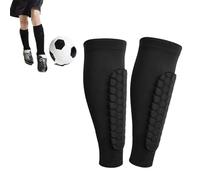 OLYGEE 2 Pair Shin Guards Kids 8-10, Soccer Shin Pads with Honeycomb Technology, Lightweight Breathable Leg Protective Gear (Black,L)
