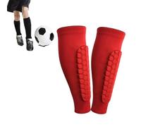 OLYGEE 2 Pair Shin Guards Kids 8-10, Soccer Shin Pads with Honeycomb Technology, Lightweight Breathable Leg Protective Gear (Red,M)