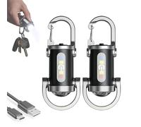 OLYGEE 3-in-1 Mini Keychain Flashlight, 1200 Lumens Rechargeable with Emergency Power Bank, 7 Modes, IPX4 Waterproof Type-C EDC Flashlight for Hiking (2pcs)