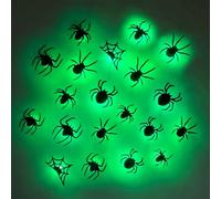 OLYGEE 3D Bat Design LED Decoration, 36 Pcs Halloween Light Up Bats, Hanging Wall Luminous Glow Clings for Home Bar Halloween Party (27 spiders)