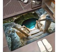 OLYGEE 3D Optical Illusion Vortex Hole Rug | Scary Bottomless Hole Design Mat | Non-Slip, Best for Living Room, Entrance & Pet Game (O,23.62 * 35.43in)