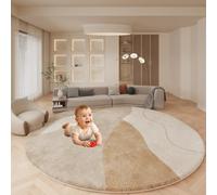 OLYGEE 55" Thick Baby Play Mat, 1.2" Cushioned Velvet Surface, High-Density Foam with Non-Slip Bottom - Soft & Safe Floor Mat for Infants, Toddlers, Tummy Time & Playpen Use (Style-B,55")