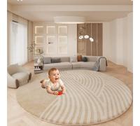 OLYGEE 55" Thick Baby Play Mat, 1.2" Cushioned Velvet Surface, High-Density Foam with Non-Slip Bottom - Soft & Safe Floor Mat for Infants, Toddlers, Tummy Time & Playpen Use (Style-C,47")