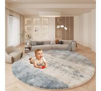 OLYGEE 55" Thick Baby Play Mat, 1.2" Cushioned Velvet Surface, High-Density Foam with Non-Slip Bottom - Soft & Safe Floor Mat for Infants, Toddlers, Tummy Time & Playpen Use (Style-D,47")