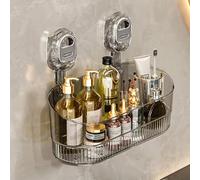 OLYGEE Bathroom Drain Rack, No-Drill Bathroom Suction Storage Box- Large Capacity & Strong Load-Bearing Removable Powerful with Drain Hole (Translucent gray)