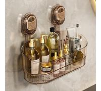 OLYGEE Bathroom Drain Rack, No-Drill Bathroom Suction Storage Box- Large Capacity & Strong Load-Bearing Removable Powerful with Drain Hole (Amber)