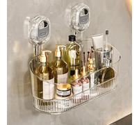 OLYGEE Bathroom Drain Rack, No-Drill Bathroom Suction Storage Box- Large Capacity & Strong Load-Bearing Removable Powerful with Drain Hole (transparent)