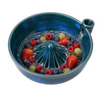 OLYGEE Berry Washing Bowl, Ceramic Fruit Bowl with Drain Holes (#B)