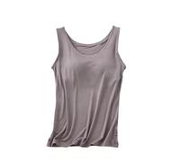 OLYGEE Built In Bra Tank Tops for Women Sleeveless Wide Strap Casual Basic Shirts Soft Stretchy Yoga Workout Top (H,S)