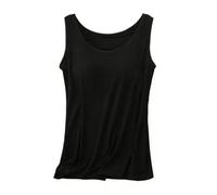 OLYGEE Built In Bra Tank Tops for Women Sleeveless Wide Strap Casual Basic Shirts Soft Stretchy Yoga Workout Top (F,3XL)