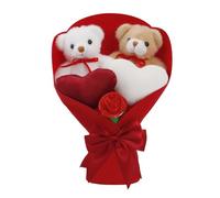 OLYGEE Capybara Valentines Plush Bouquet-Capybara Valentines Plush Set of 2 Adorable Stuffed Animals with Hearts Pink Bow Wrap for Anniversary Weddings Day Gifts Holiday Party Decor (#C)