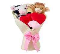 OLYGEE Capybara Valentines Plush Bouquet-Capybara Valentines Plush Set of 2 Adorable Stuffed Animals with Hearts Pink Bow Wrap for Anniversary Weddings Day Gifts Holiday Party Decor (#B)