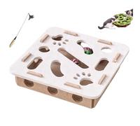 OLYGEE Cat Scratch Puzzle Enrichment Box, Cat Nail File Enrichment Box with 3 Track Balls, Unique Cats Felt Maze Toy for Mental Stimulation Scratching Exercise Hunting (C)