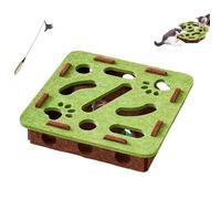 OLYGEE Cat Scratch Puzzle Enrichment Box, Cat Nail File Enrichment Box with 3 Track Balls, Unique Cats Felt Maze Toy for Mental Stimulation Scratching Exercise Hunting (B)