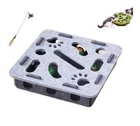 OLYGEE Cat Scratch Puzzle Enrichment Box, Cat Nail File Enrichment Box with 3 Track Balls, Unique Cats Felt Maze Toy for Mental Stimulation Scratching Exercise Hunting (E)