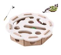 OLYGEE Cat Scratch Puzzle Enrichment Box, Cat Nail File Enrichment Box with 3 Track Balls, Unique Cats Felt Maze Toy for Mental Stimulation Scratching Exercise Hunting (D)