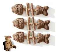 OLYGEE Catnip and Silvervine Chew Toy for Cats, Wooden Fish Bone Cat Teeth Cleaning Stick, Natural Catnip Chew Plaything for Feline Dental Care, 17.8cm (#B)