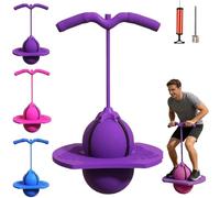 OLYGEE Childrens Balance Jumping Ball with Adjustable Handle - Indoor & Outdoor Pogo Ball for Kids Ages 8-12, Improves Balance & Coordination, Safe Non-Slip Design for Endless Active Play (Purple)