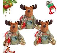 OLYGEE Christmas Bags Zipper Design, Christmas Doll Bags, Reusable Bag with Drawstring, Can Hold 500g Apples, Small Fabric Gift Bags for Presents Candy Fruit and Festival (3pcs-c)