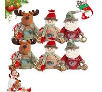 OLYGEE Christmas Bags Zipper Design, Christmas Doll Bags, Reusable Bag with Drawstring, Can Hold 500g Apples, Small Fabric Gift Bags for Presents Candy Fruit and Festival (6pcs)