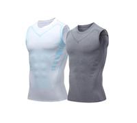 OLYGEE Compression Shirt Men Slimming Body Shaper Vest Tummy Control Workout Undershirt Gym Top (A,xx_l)