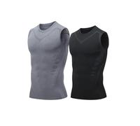 OLYGEE Compression Shirt Men Slimming Body Shaper Vest Tummy Control Workout Undershirt Gym Top (F,m)