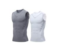 OLYGEE Compression Shirt Men Slimming Body Shaper Vest Tummy Control Workout Undershirt Gym Top (H,l)