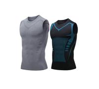 OLYGEE Compression Shirt Men Slimming Body Shaper Vest Tummy Control Workout Undershirt Gym Top (I,l)