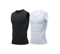 OLYGEE Compression Shirt Men Slimming Body Shaper Vest Tummy Control Workout Undershirt Gym Top (K,x_l)