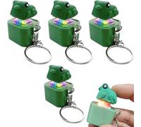 OLYGEE Croaking Frog Keychain, Rechargeable Frog Keychain with Sound and LED Lights, USB-C Fidget Toy with Keyboard Clicker Shape for Adults Teens (#B,4PCS)
