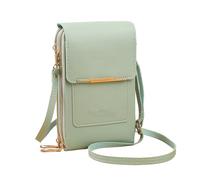 OLYGEE Crossbody Phone Wallet for Women, Touchscreen Phone Crossbody Bag with Clear Window, PU Leather Small Messenger Purse for Travel Shopping Daily Use (B)