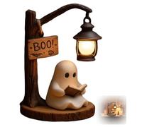 OLYGEE Cute Ghost Reading Lantern - Boo, Halloween Resin Reading Ghost Light with Warm Glow, Fun Statue Night Light and Spooky Glowing Decoration for Home, Book Lovers and Party Atmosphere Gift (1pcs)