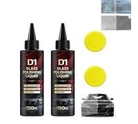 OLYGEE D1 Glass Polishing Liquid, 2025 New Upgrade Glas Oil Film Remover & Anti-Fog Hydrophobic Coating Spray, Removes Scratches & Wiper Marks with Sponge, Easy to Use for Auto Car Glass (2pcs)