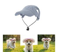 OLYGEE Dog Baseball Cap, Summer Beach Visor Hat for Small Medium Large Dogs, Adjustable Puppy Sun Hat with Large Ear Holes, Lightweight Outdoor Walking Cap for Pets (Blue,Medium)