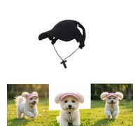 OLYGEE Dog Baseball Cap Summer Beach Visor Hat for Small Medium Large Dogs Adjustable Puppy Sun Hat with Large Ear Holes Lightweight Outdoor Walking Cap for Pets (Black,Medium)
