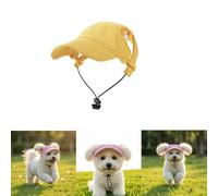 OLYGEE Dog Baseball Cap Summer Beach Visor Hat for Small Medium Large Dogs Adjustable Puppy Sun Hat with Large Ear Holes Lightweight Outdoor Walking Cap for Pets (Yellow,Small)