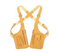 OLYGEE Double Shoulder Armpit Bag - Multi-Pocket Adjustable Underarm Strap, Waterproof PU Leather for Men & Women Outdoor (Yellow)