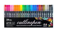OLYGEE Dreamy Sparkle Dual-Line Contour Pen-Sparkle Dual Line Pen Outline Markers Self-Outline Metallic Markers with Metallic Quick-Dry Ink for Drawing Coloring & DIY Crafts (24 colors)