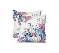 OLYGEE Fall Pillow Covers 45x45 CM of 2Pumpkins Maple Leaves Decorations Floral, Decor for Chair Sofa Bedroom Living Room Home Décor (C)