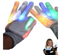 OLYGEE Finger Gloving Light Gloves, 7 Colors LED Rave Gloves for Adult Festival, Party, Cool Party Gifts (#D)