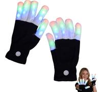 OLYGEE Finger Gloving Light Gloves, 7 Colors LED Rave Gloves for Adult Festival, Party, Cool Party Gifts (#B)