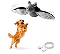 OLYGEE Flying Bat Toy for Dogs, USB Rechargeable Flapping Wing Dog Toy with Chirping Sound, Chew-Resistant Interactive Pet Toy for Indoor Play