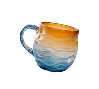 OLYGEE Golden Tide Mug-Handcrafted Sea Glass Ocean Wave Mug Unique Waves Shape Design Beach Drinkware for Tea Wine,Seas Inspired Drinkware for Ocean Lovers (1pcs)