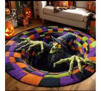 OLYGEE Halloween 3D Rug - Halloween Optical Illusion Rugs, Ghost Skeleton Pumpkin Patterns, Soft Non-Slip Backing for Living Room Bedroom Party Home Decoration (D,32in)