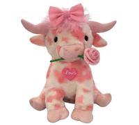 OLYGEE Highland Cow Stuffed Animal-Valentine Plush Cute Plushies Fluffy Cow Gifts Realistic Highland Cows Plush Figure Weighted Cattle Peluches Toys Decor (#B)