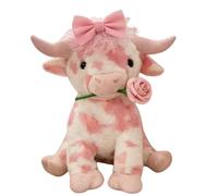 OLYGEE Highland Cow Stuffed Animal-Valentine Plush Cute Plushies Fluffy Cow Gifts Realistic Highland Cows Plush Figure Weighted Cattle Peluches Toys Decor (#C)